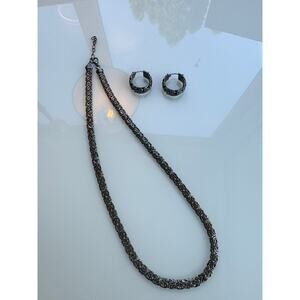 OT .925 Sterling Silver Gold Wash Byzantine Necklace Earring Set